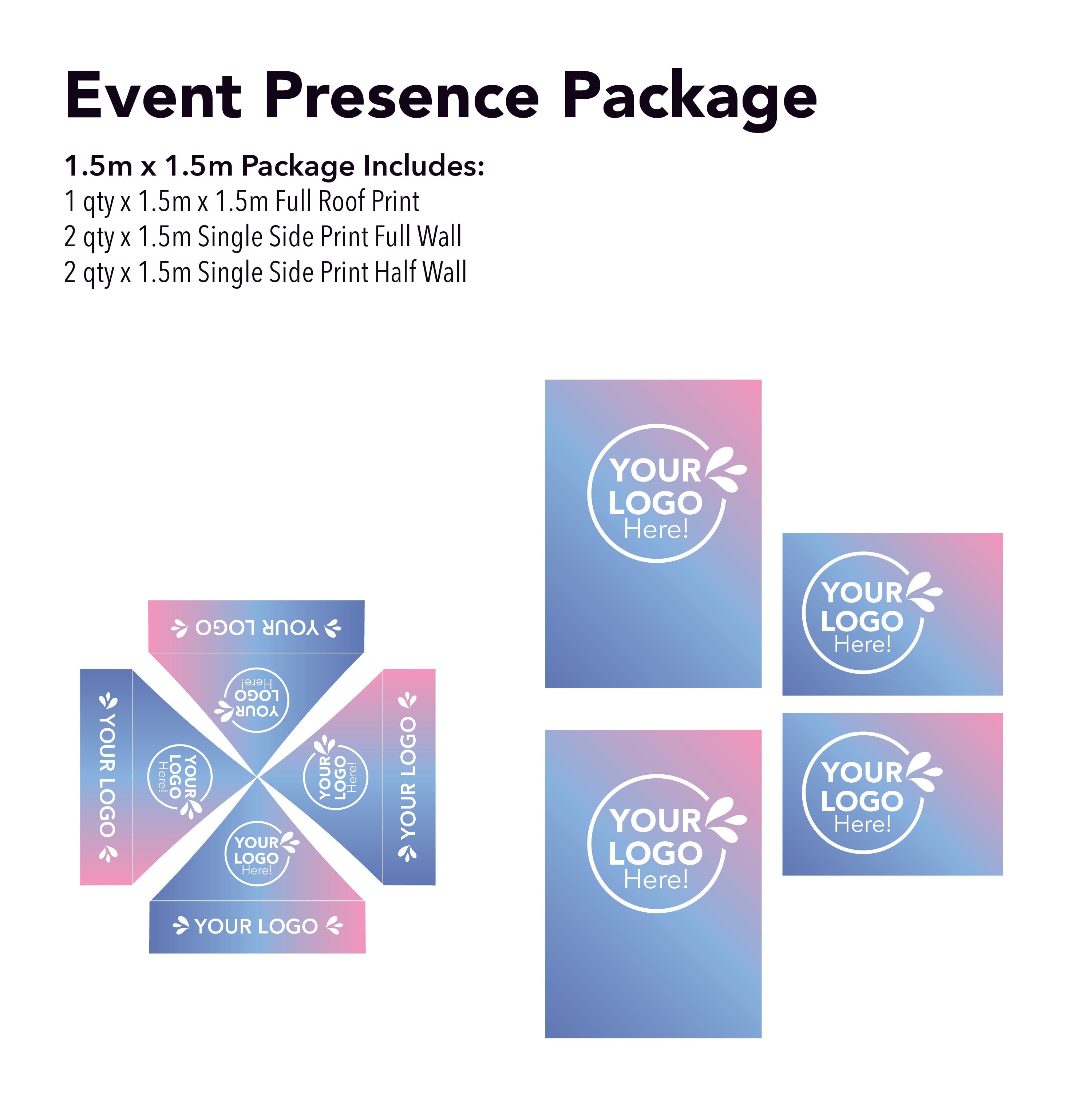 1.5m x 1.5m Printed Folding Gazebo | Event Presence Package