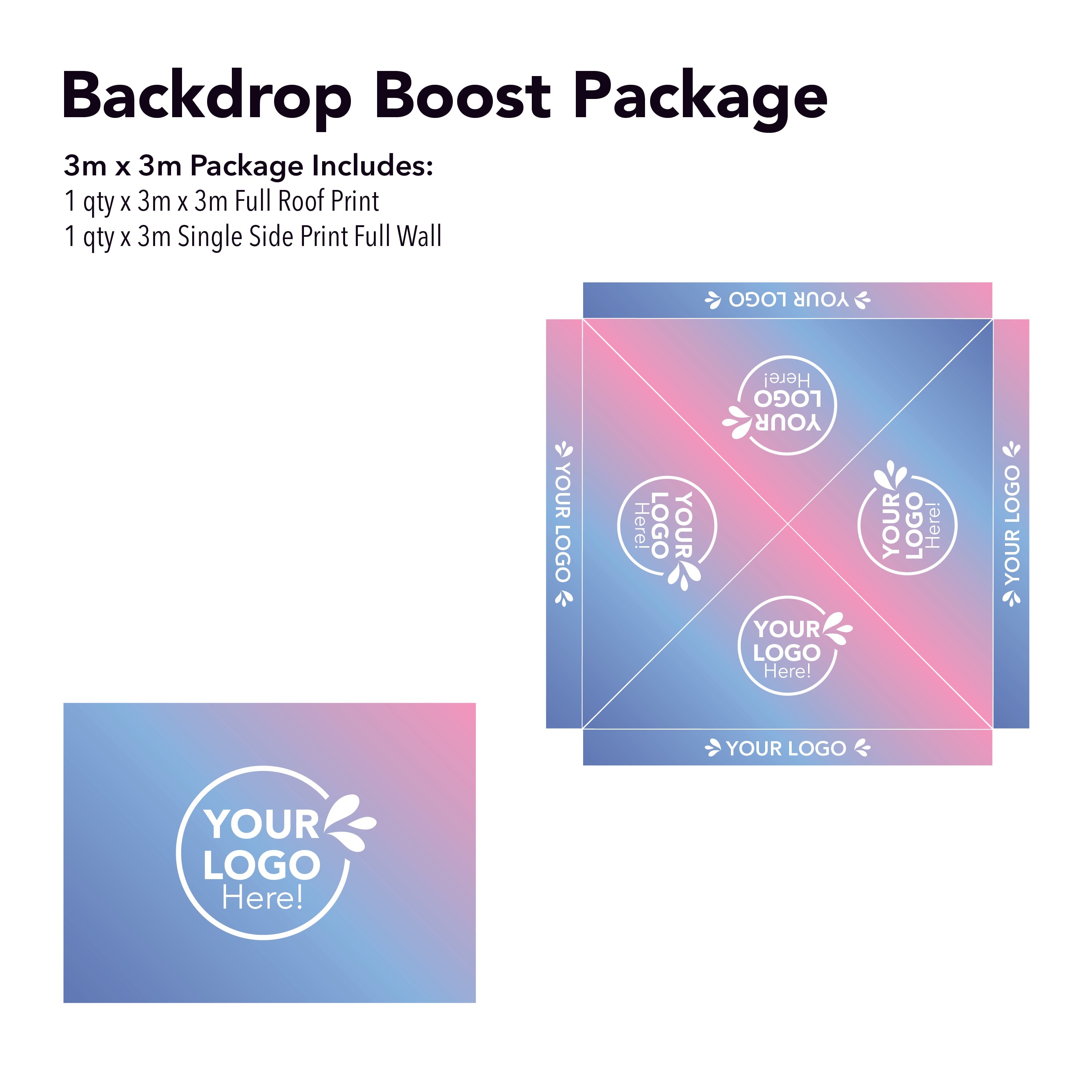 3m x 3m Printed Folding Gazebo | Backdrop Boost Package