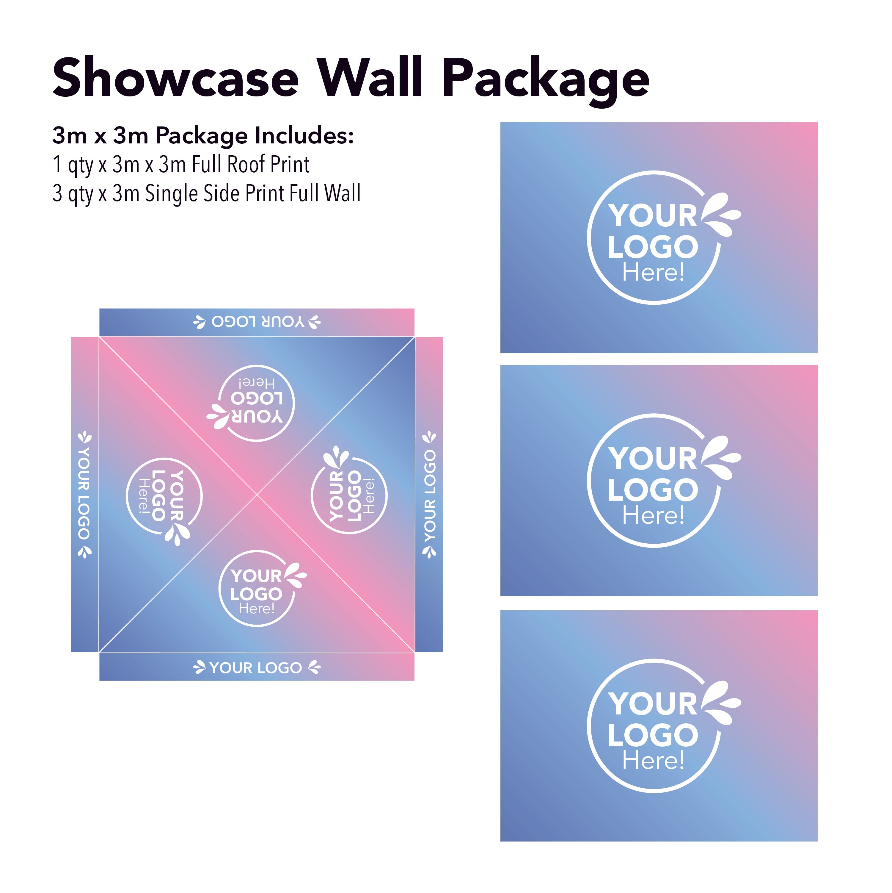 3m x 3m Printed Folding Gazebo | Showcase Wall Package