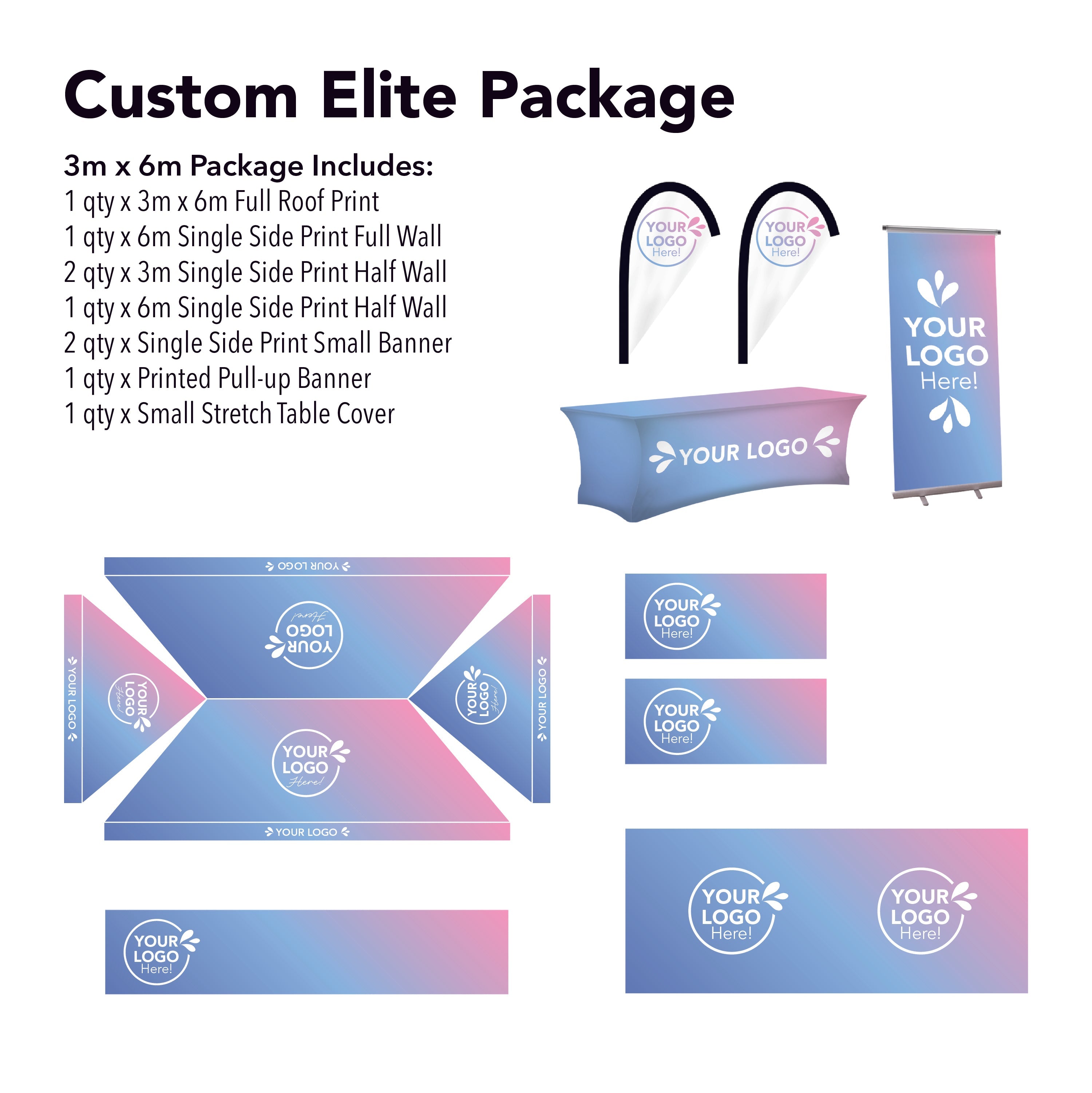 3m x 6m Printed Folding Gazebo | Custom Elite Package