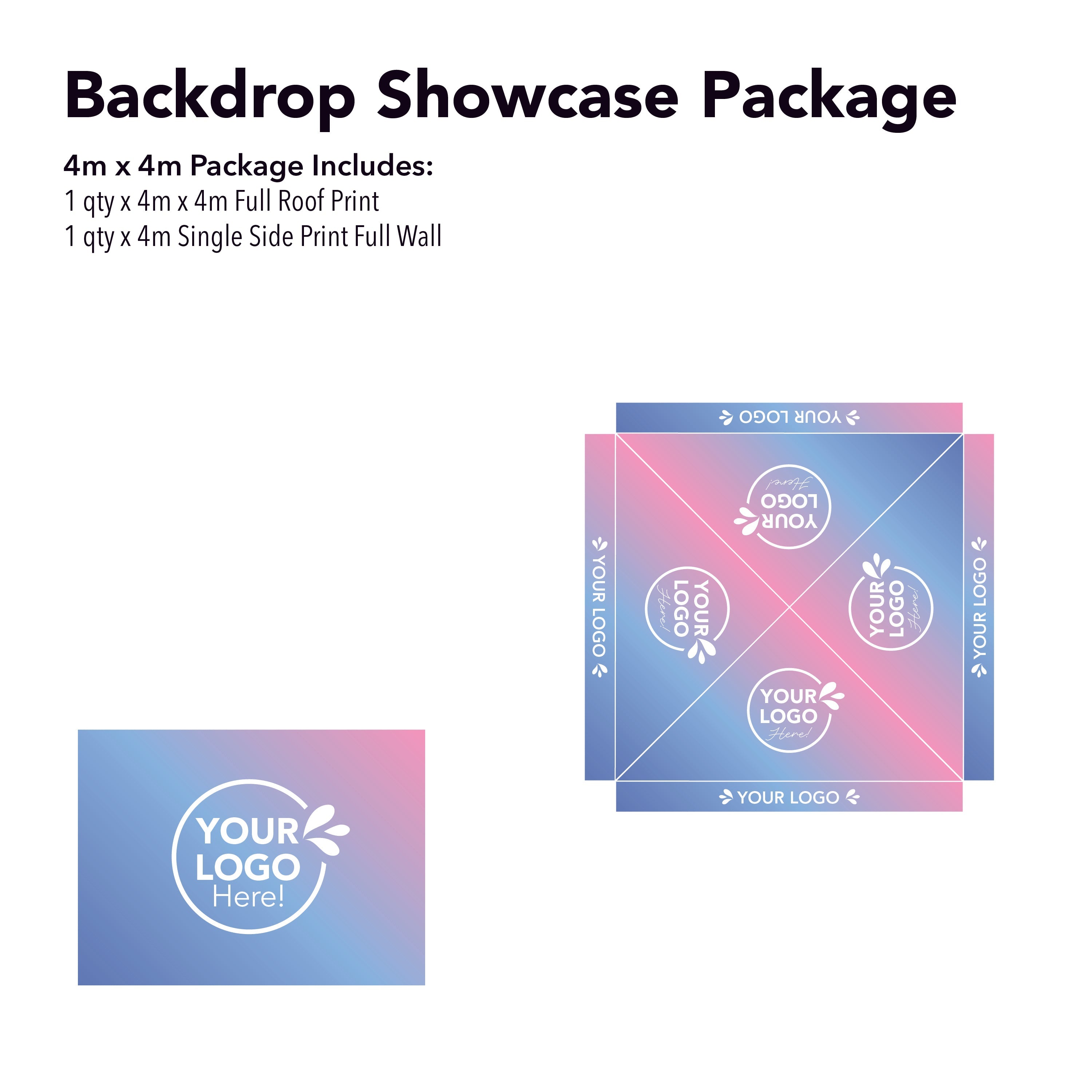 4m x 4m Printed Folding Gazebo | Backdrop Boost Package