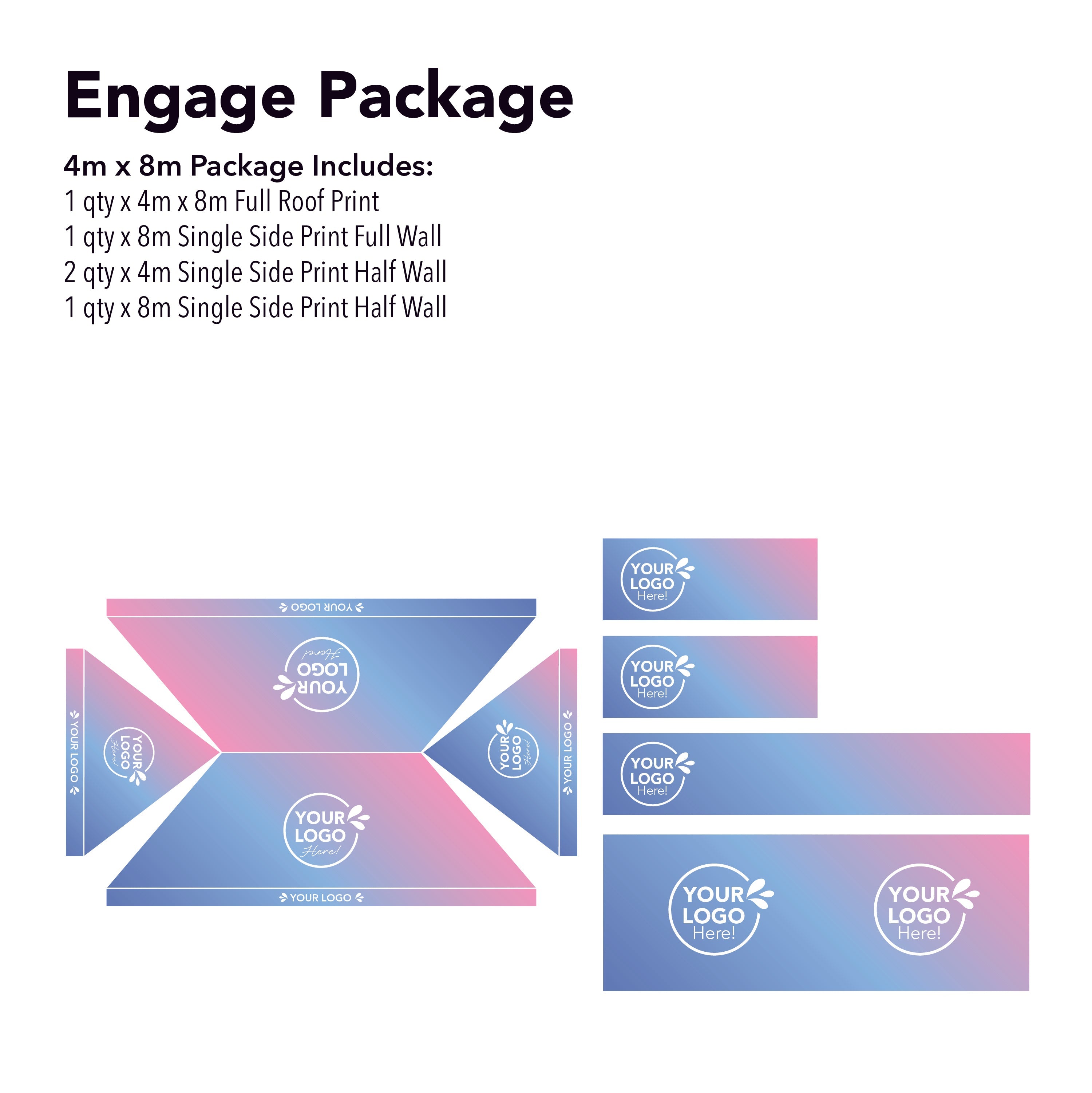 4m x 8m Printed Folding Gazebo | Engage Package