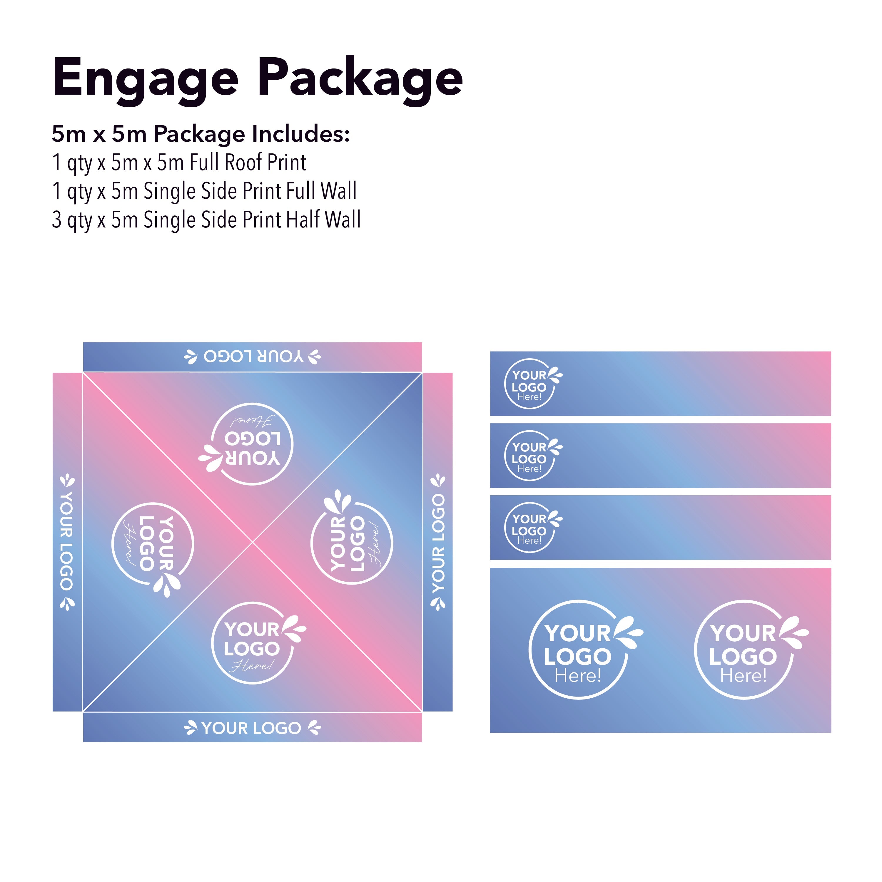 5m x 5m Printed Folding Gazebo | Engage Package