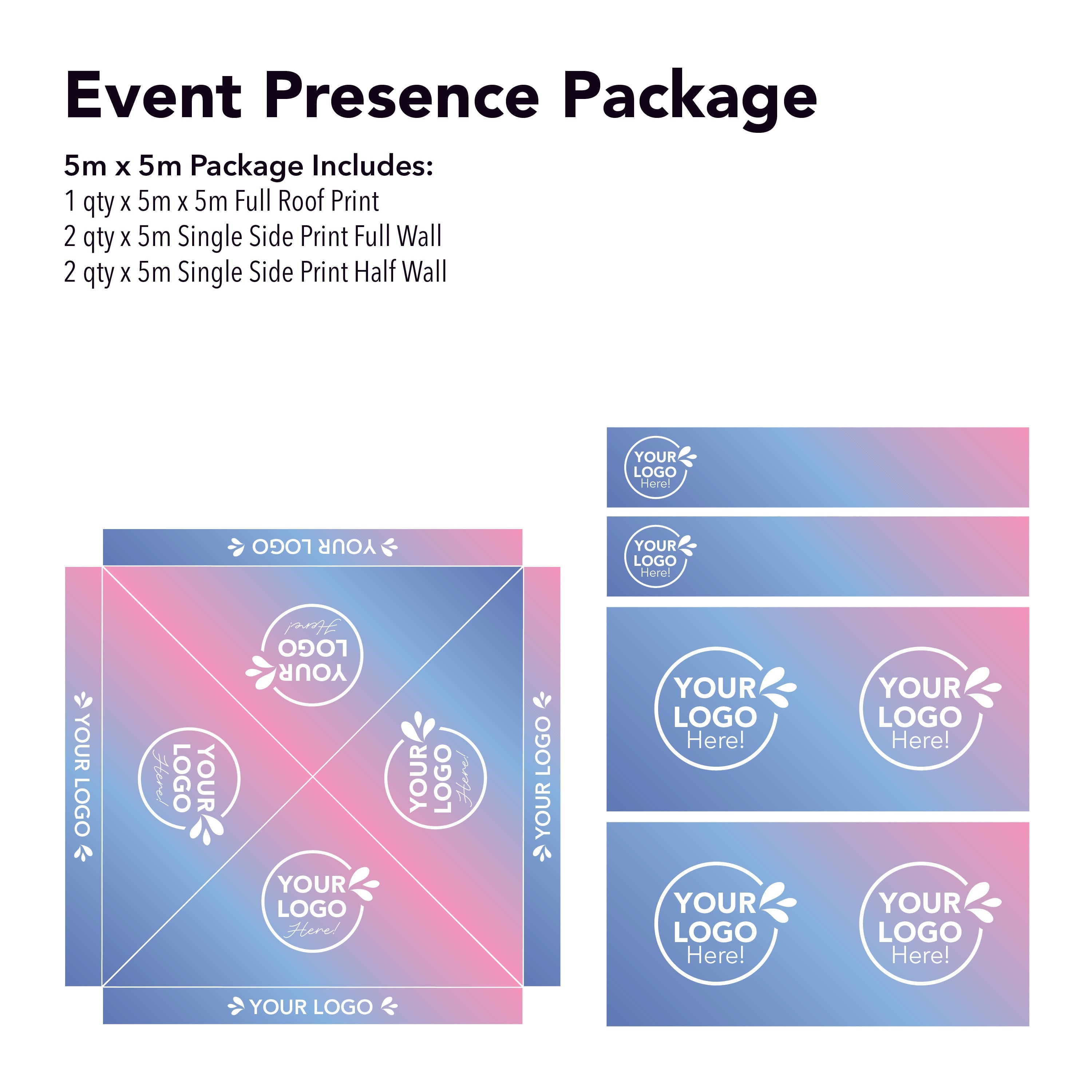 5m x 5m Printed Folding Gazebo | Event Presence Package