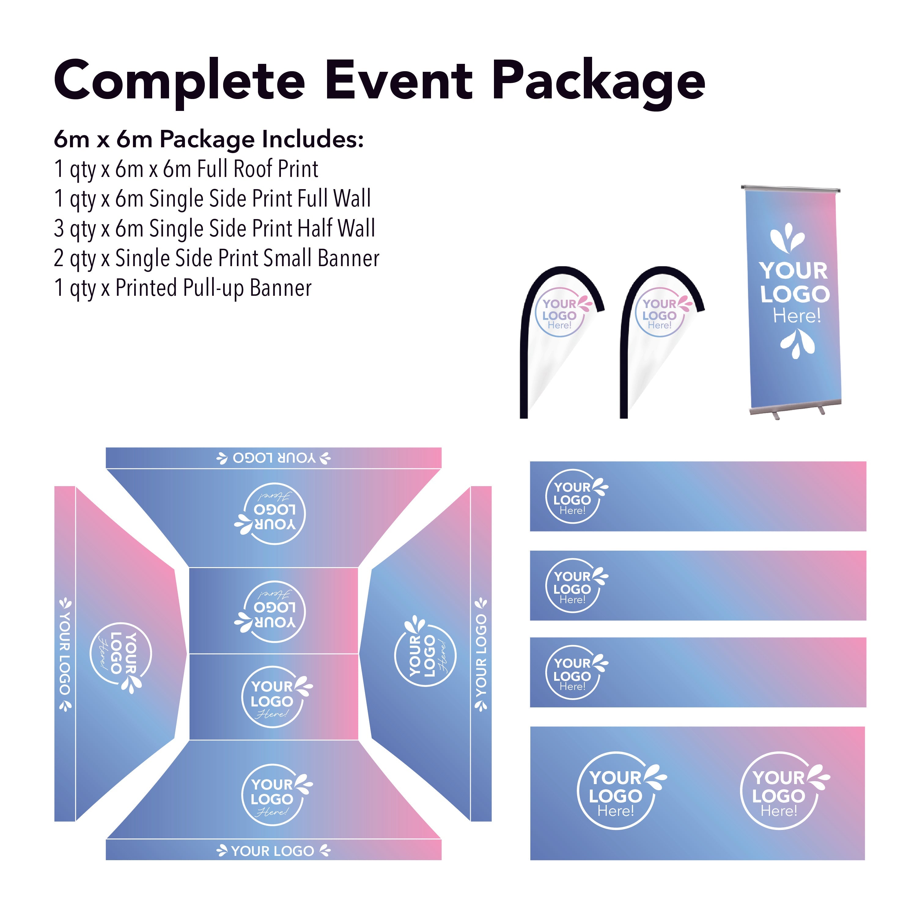 6m x 6m Printed Folding Gazebo | Complete Event Package