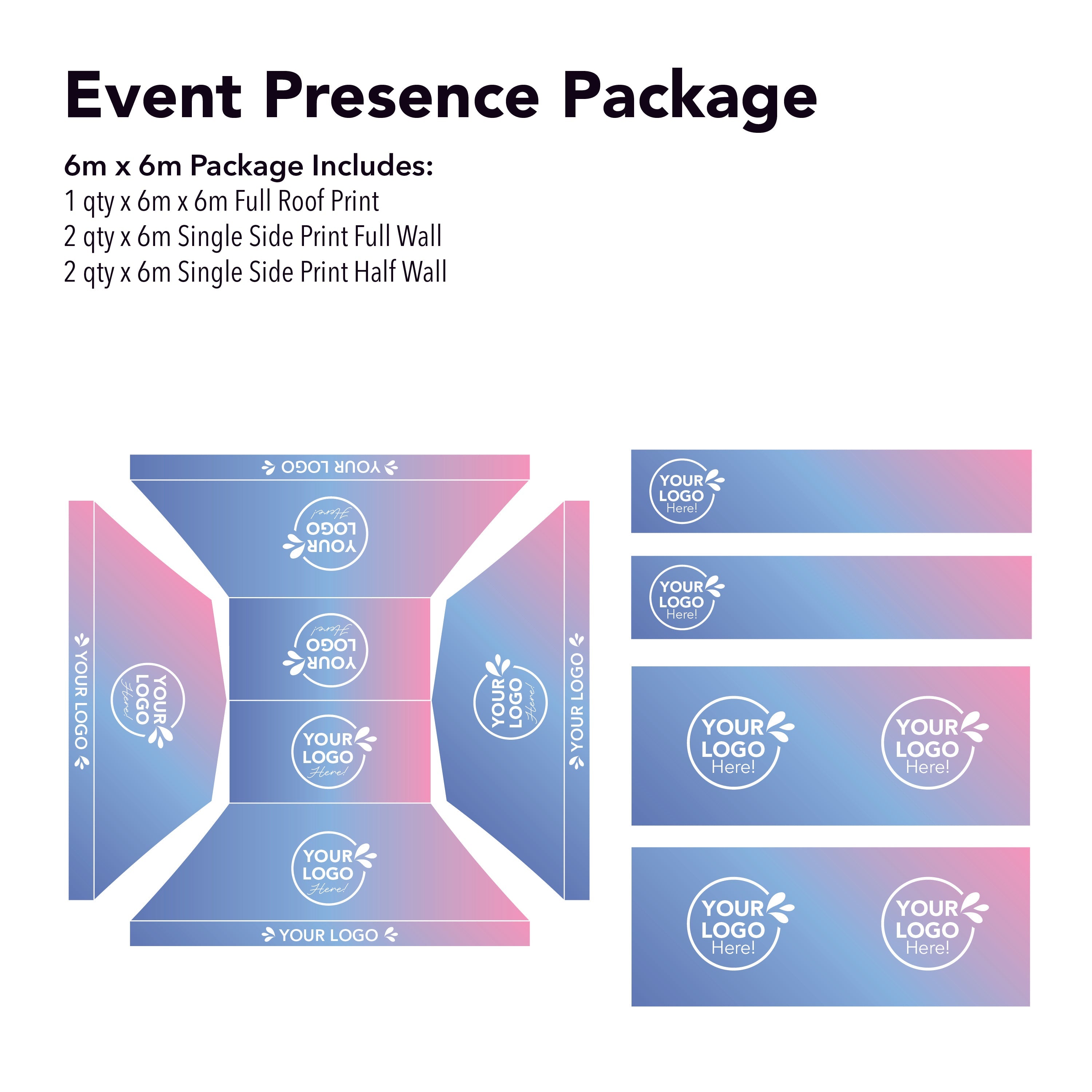 6m x 6m Printed Folding Gazebo | Event Presence Package