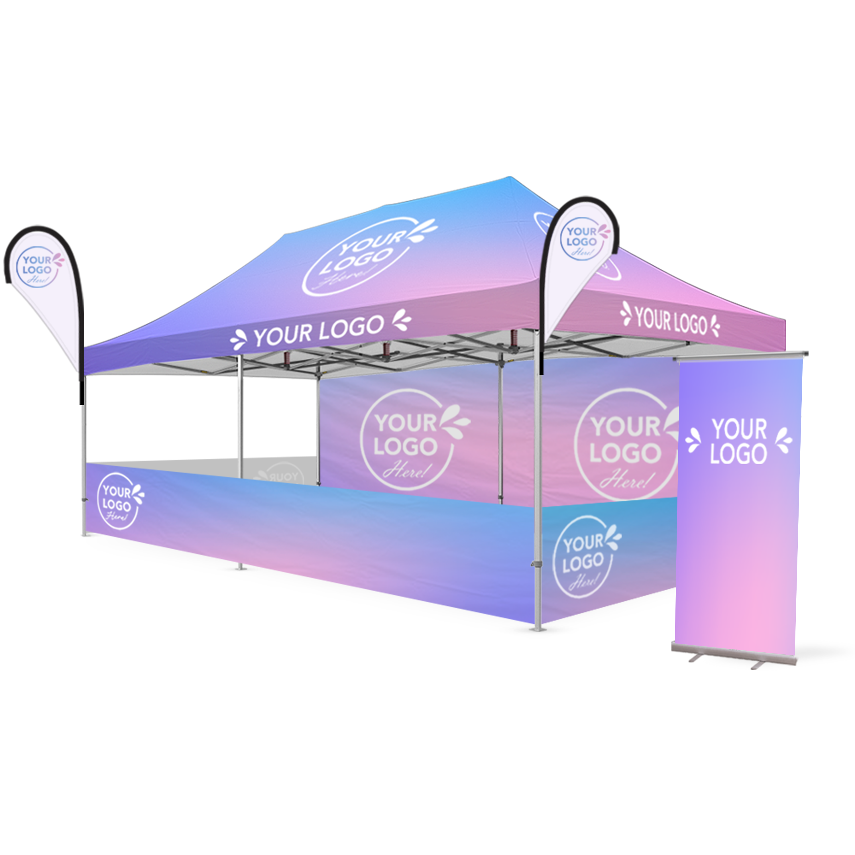 4m x 8m Printed Folding Gazebo | Complete Event Package