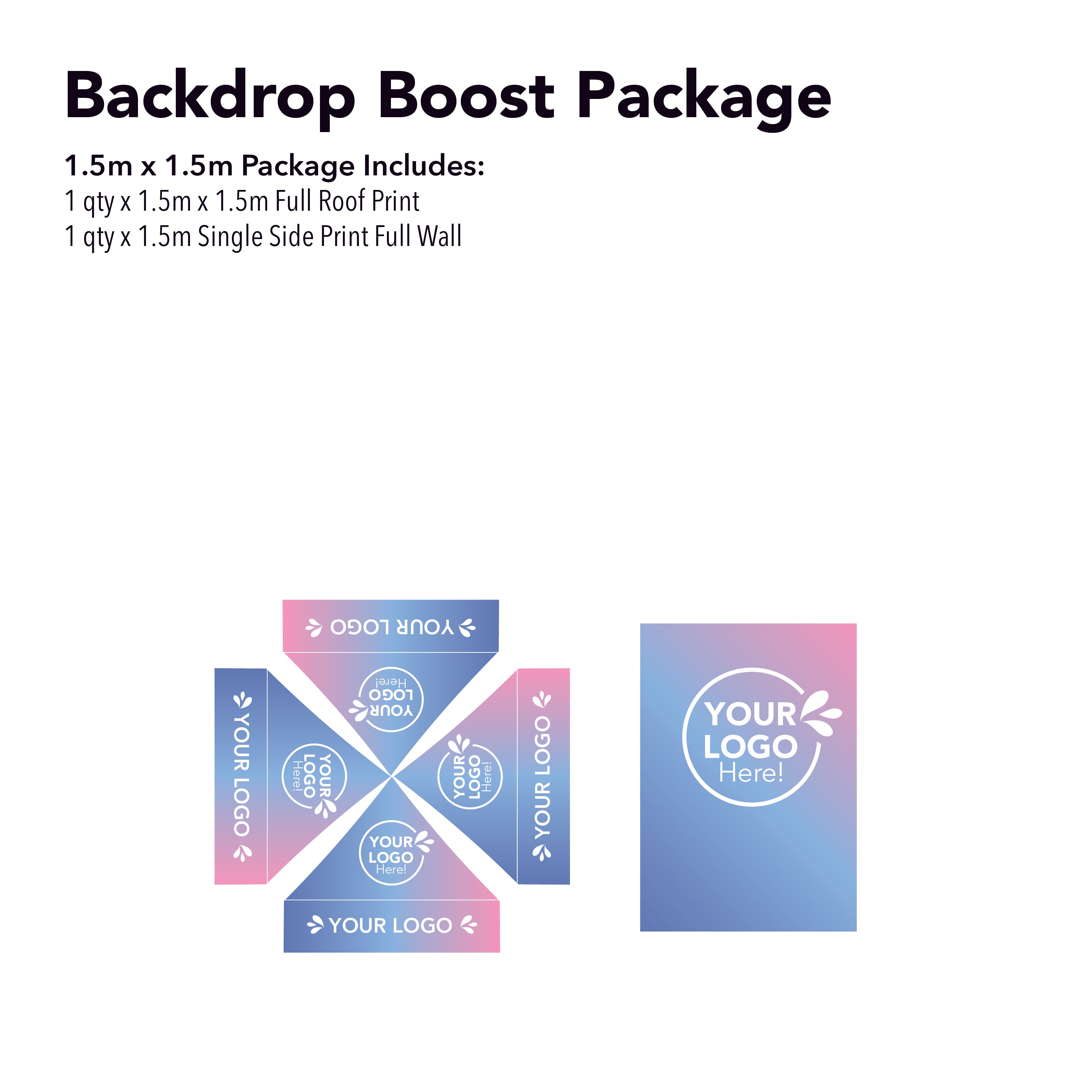 1.5m x 1.5m Printed Folding Gazebo | Backdrop Boost Package