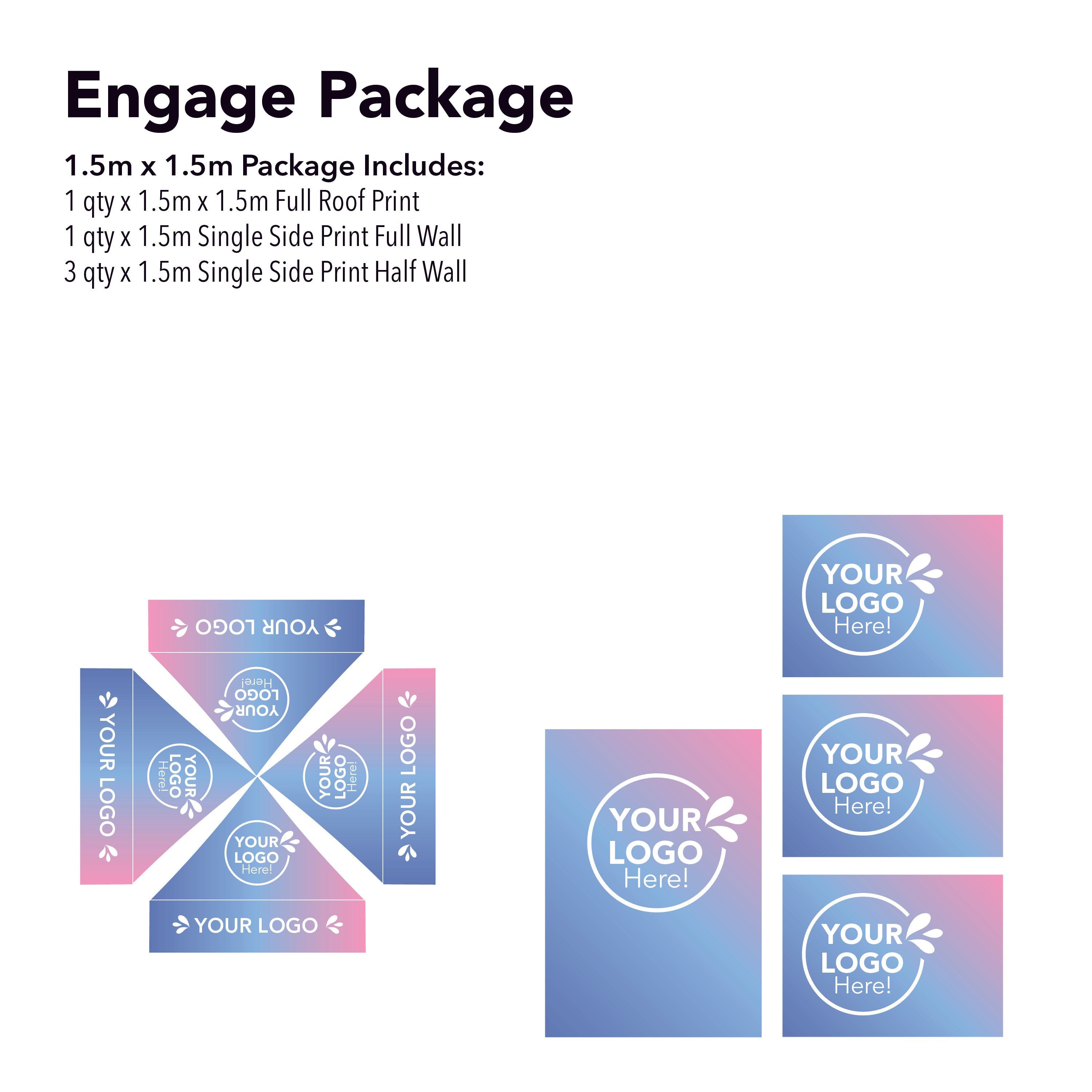 1.5m x 1.5m Printed Folding Gazebo | Engage Package