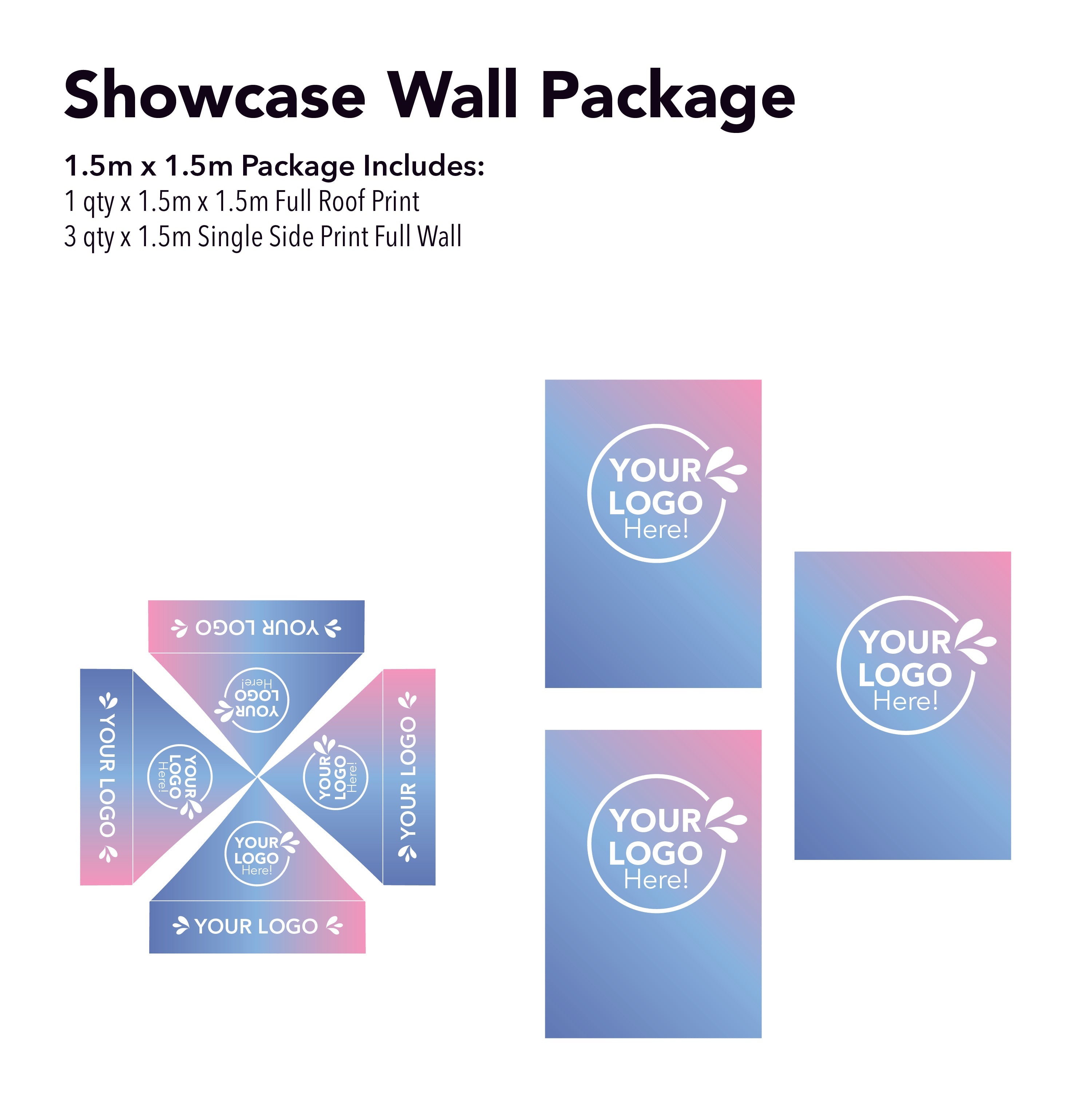 1.5m x 1.5m Printed Folding Gazebo | Showcase Wall Package