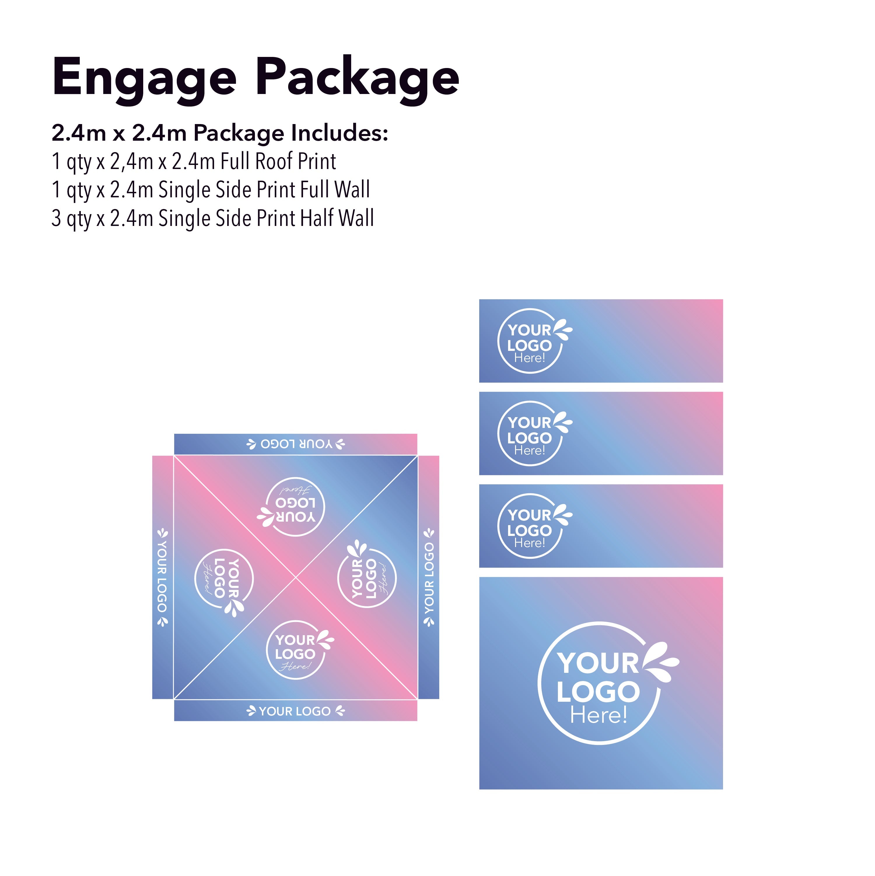2.4m x 2.4m Printed Folding Gazebo | Engage Package