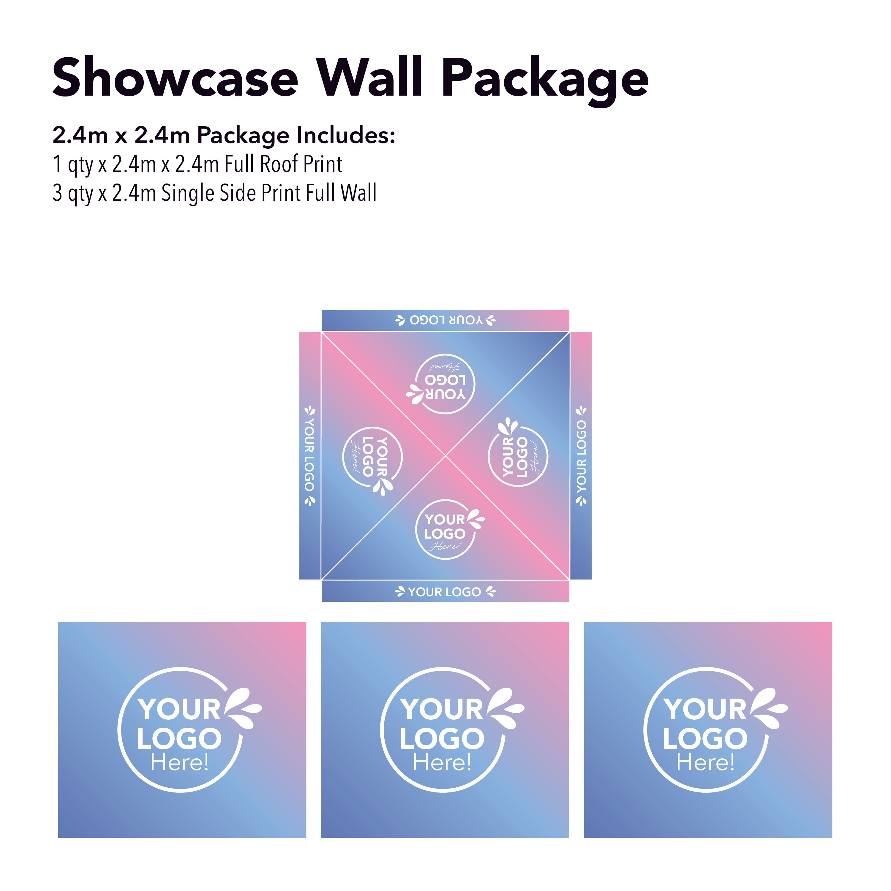 2.4m x 2.4m Printed Folding Gazebo | Showcase Wall Package