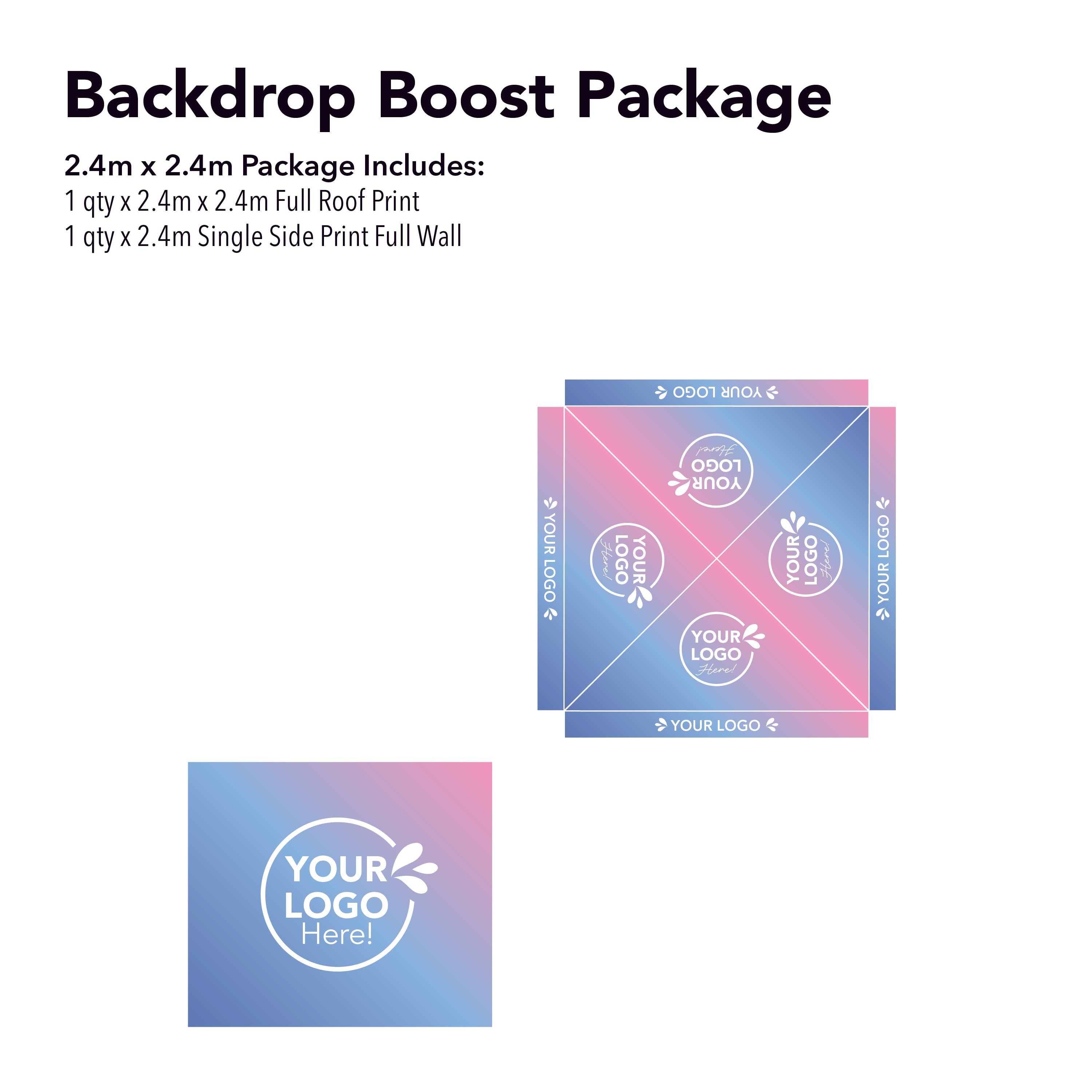 2.4m x 2.4m Printed Folding Gazebo | Backdrop Boost Package