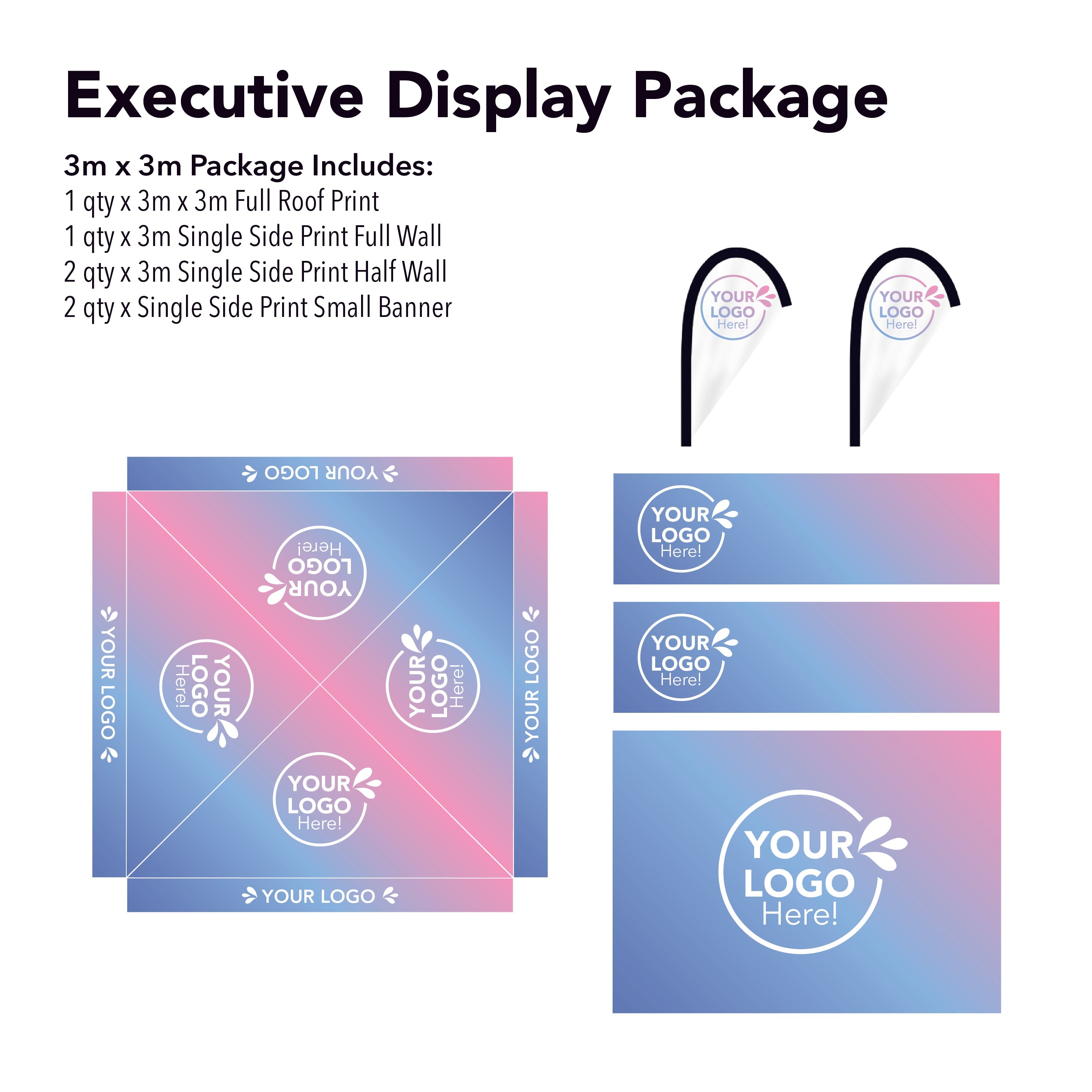 3m x 3m Printed Folding Gazebo | Executive Display Package