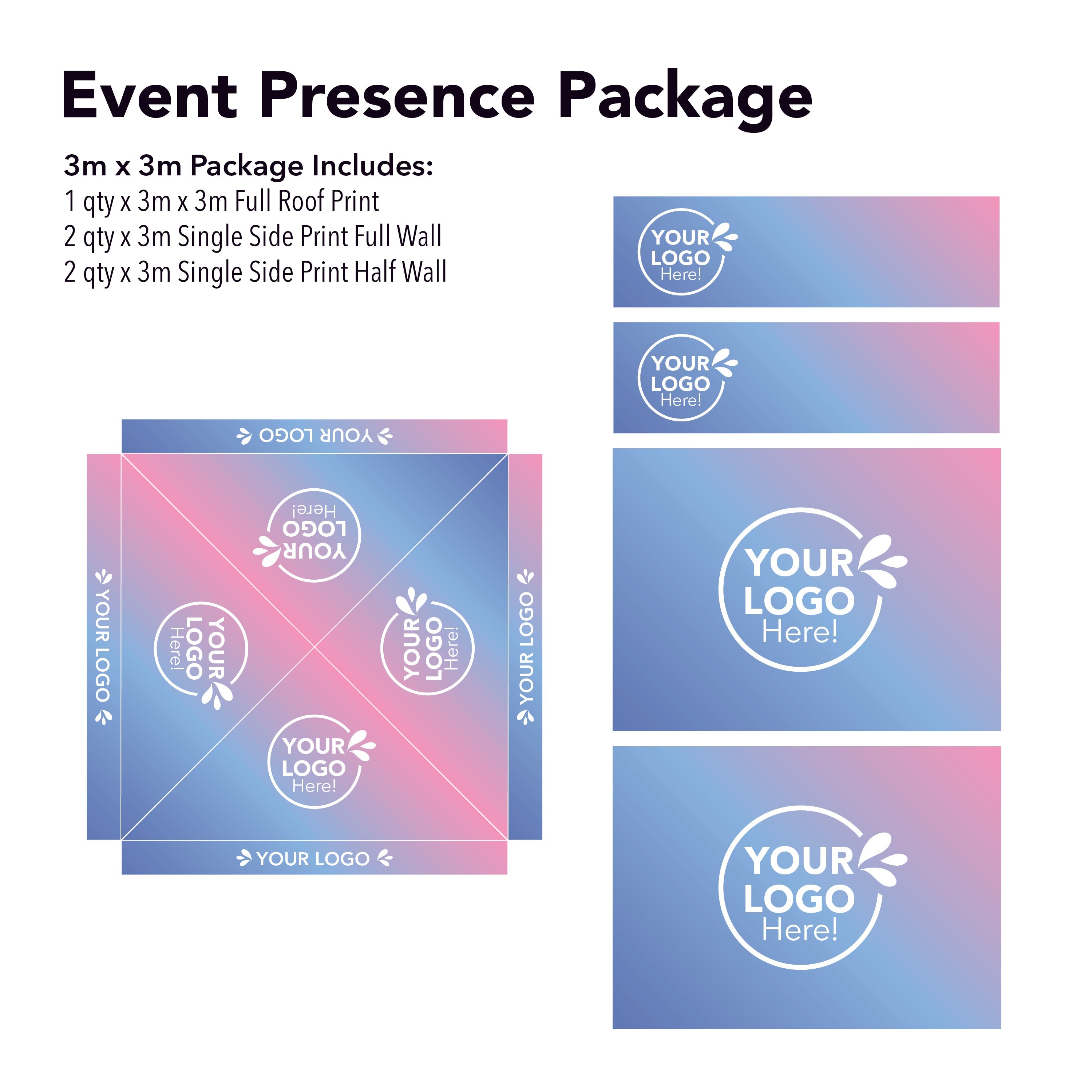 3m x 3m Printed Folding Gazebo | Event Presence Package
