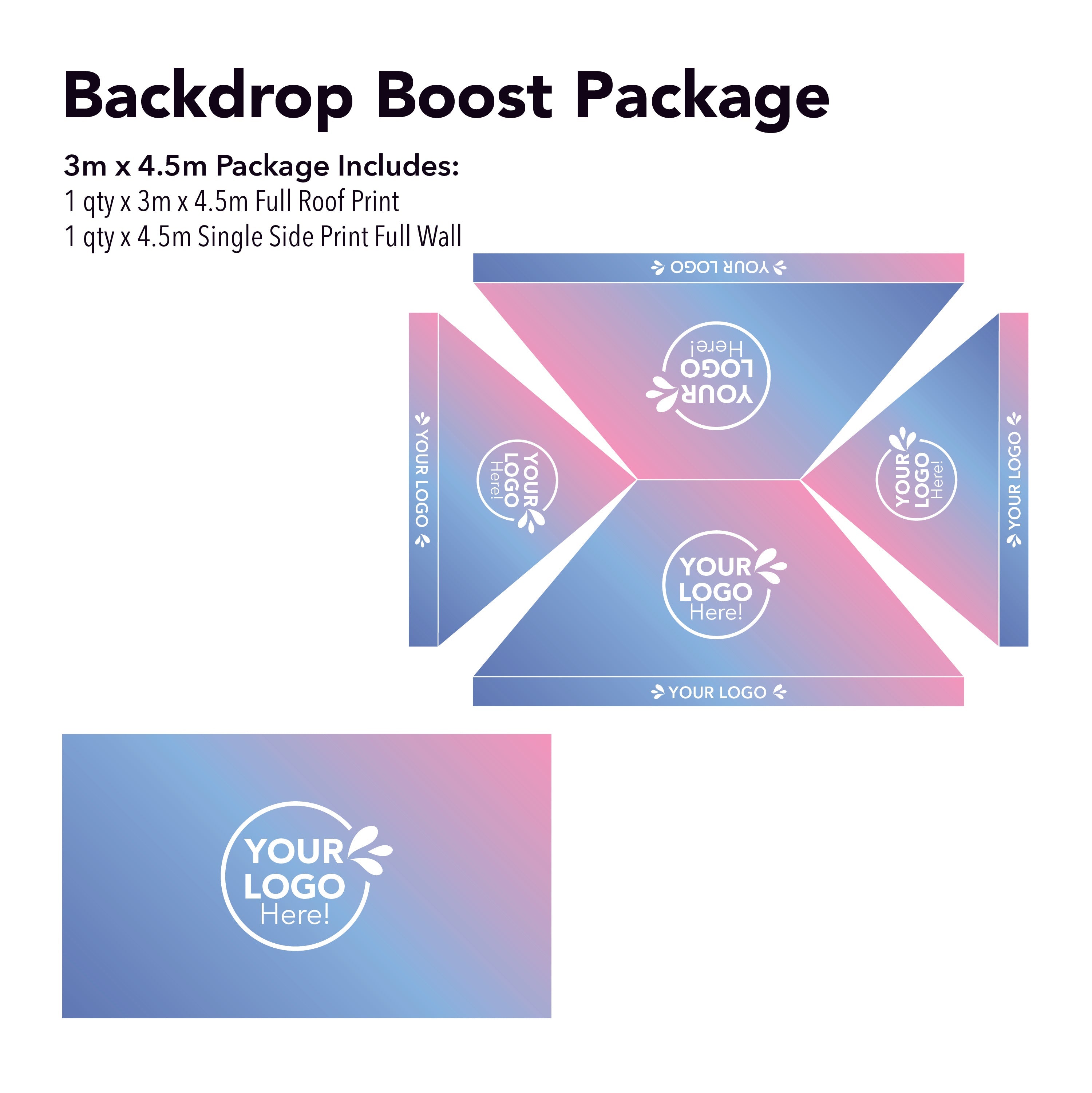 3m x 4.5m Printed Folding Gazebo | Backdrop Boost Package
