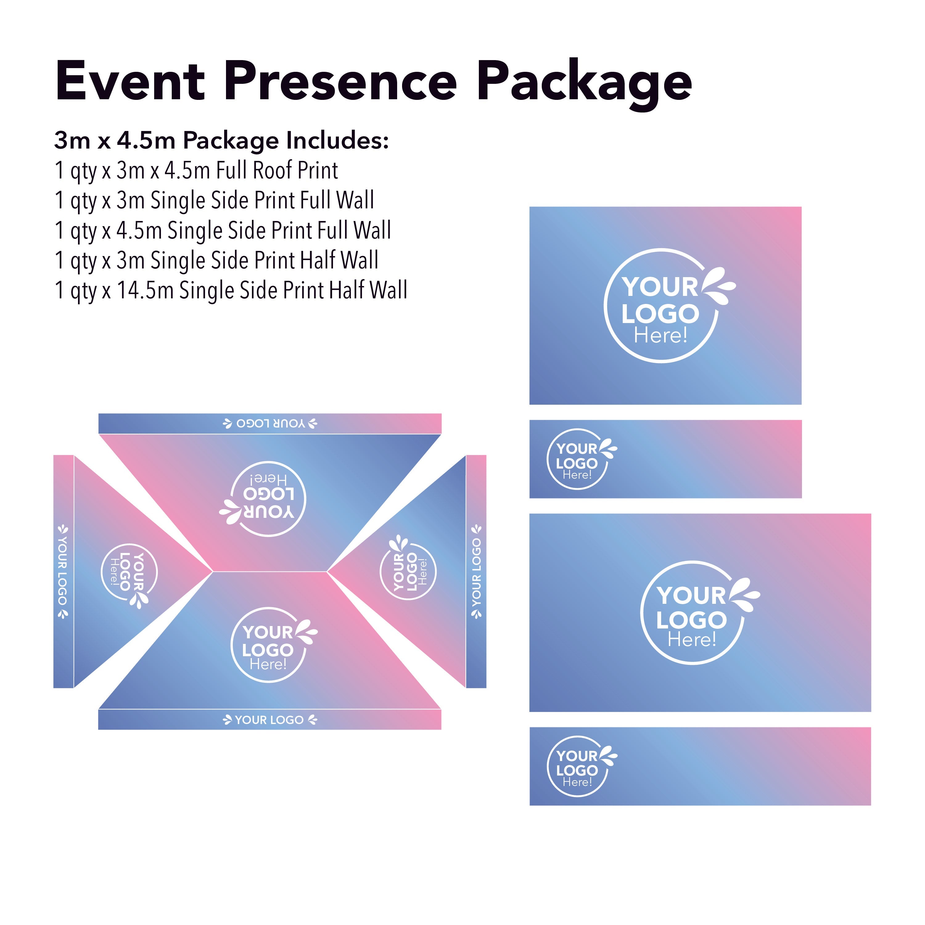 3m x 4.5m Printed Folding Gazebo | Event Presence Package
