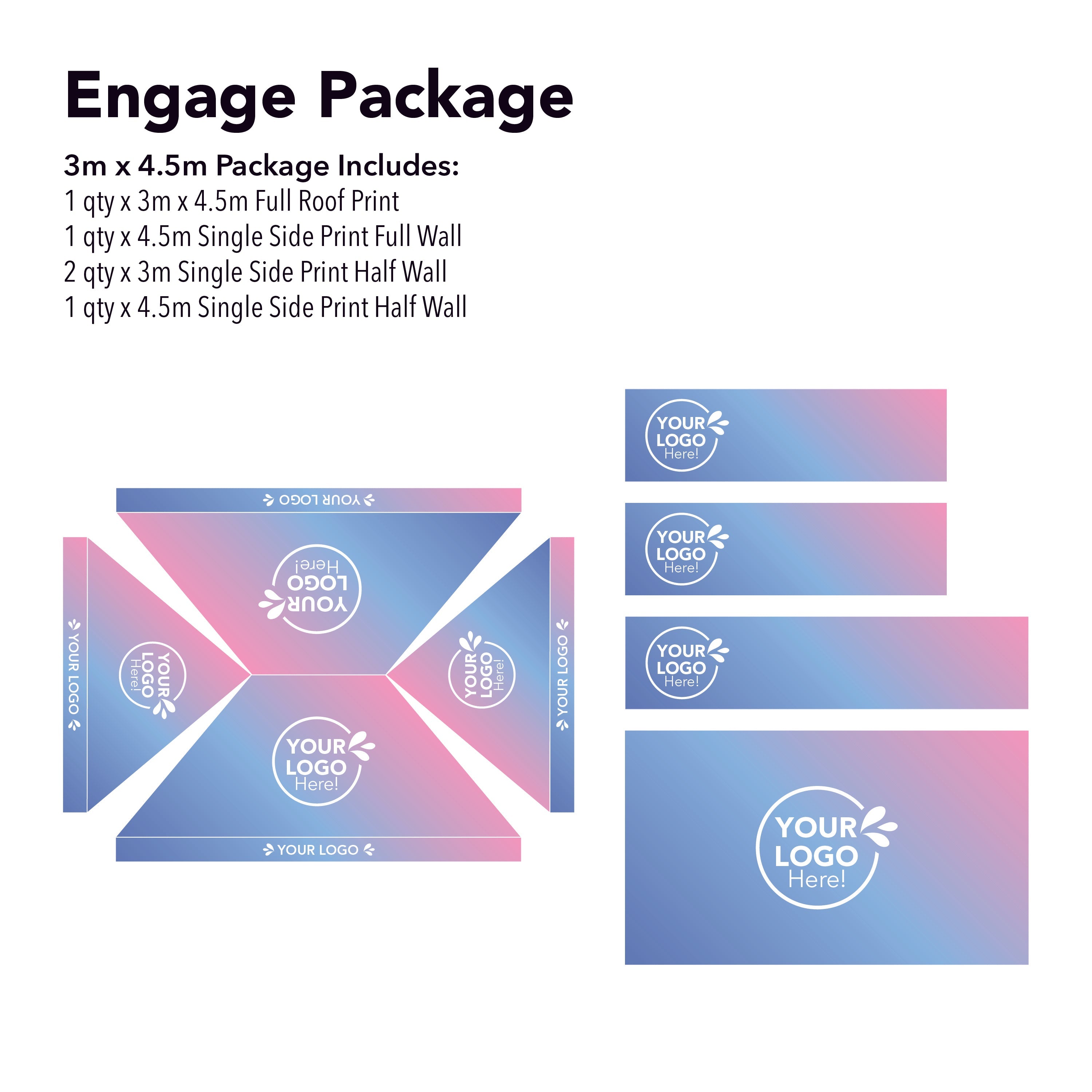 3m x 4.5m Printed Folding Gazebo | Engage Package