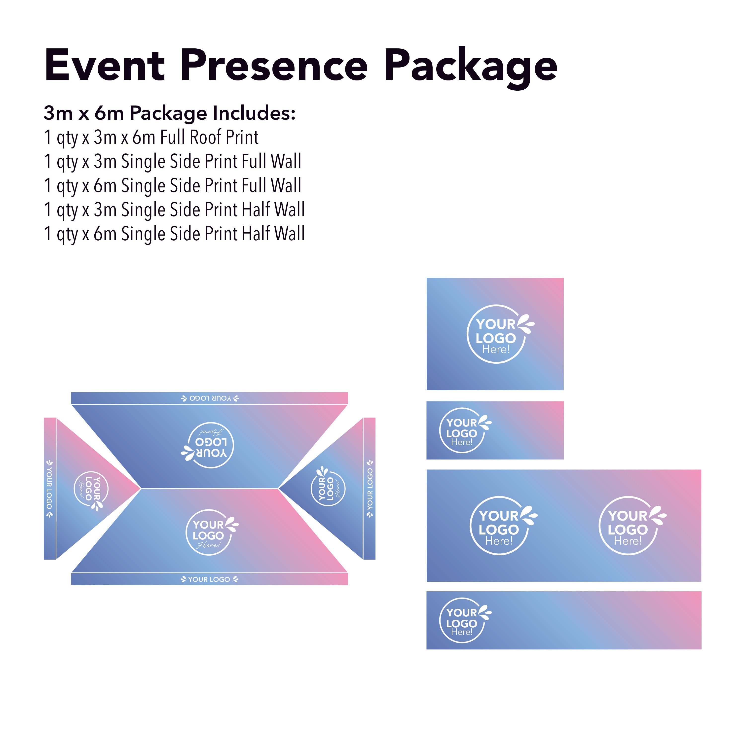 3m x 6m Printed Folding Gazebo | Event Presence Package