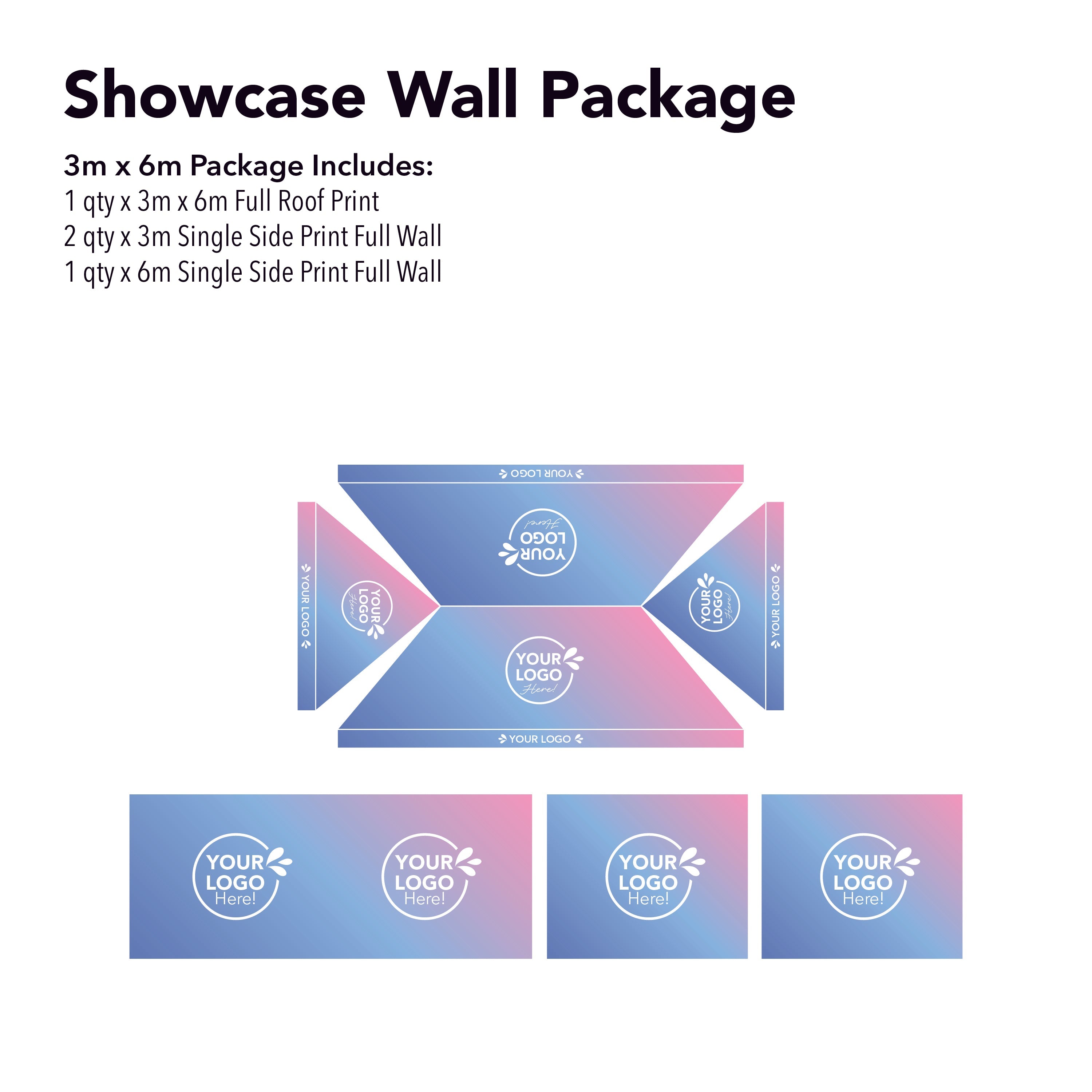3m x 6m Printed Folding Gazebo | Showcase Wall Package