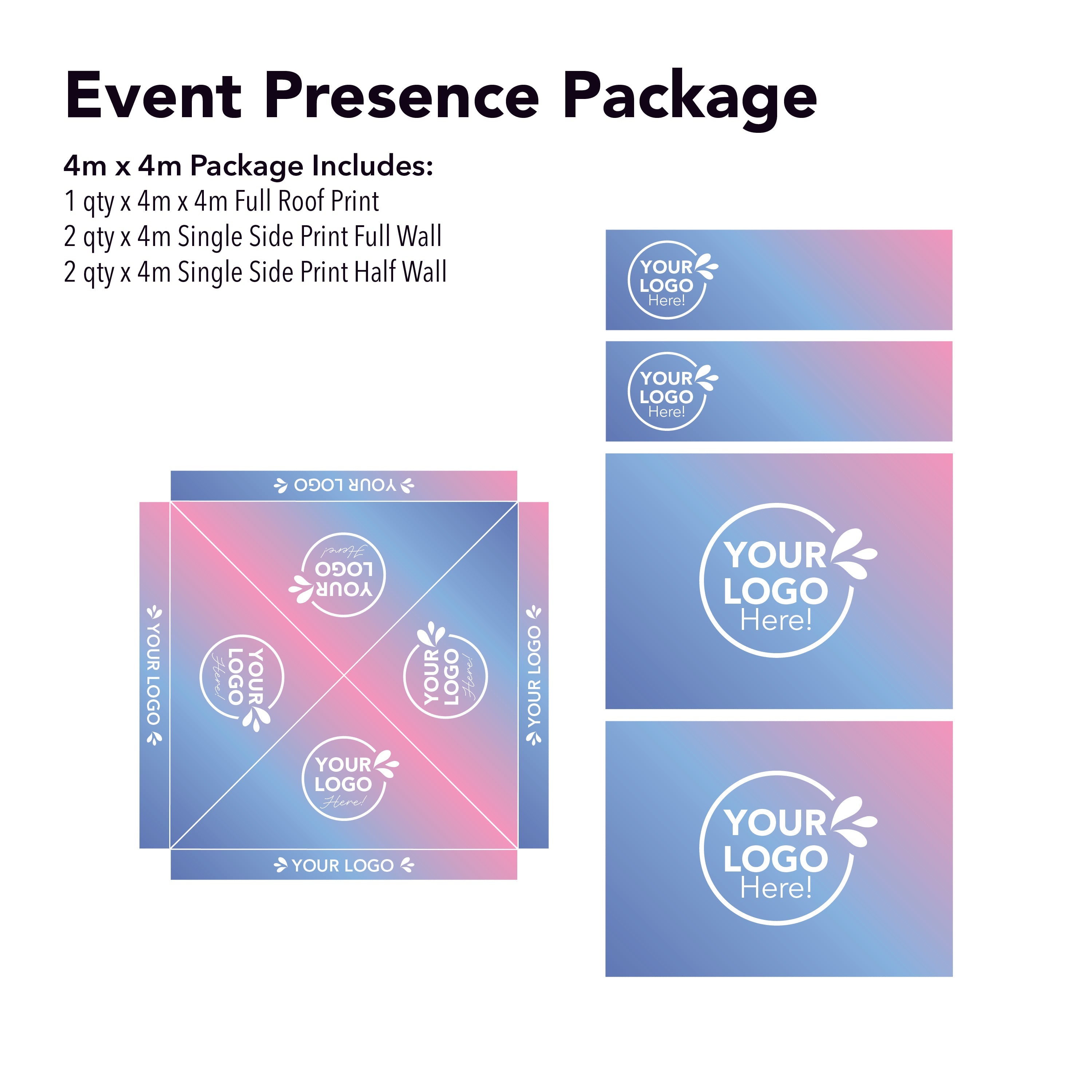 4m x 4m Printed Folding Gazebo | Event Presence Package
