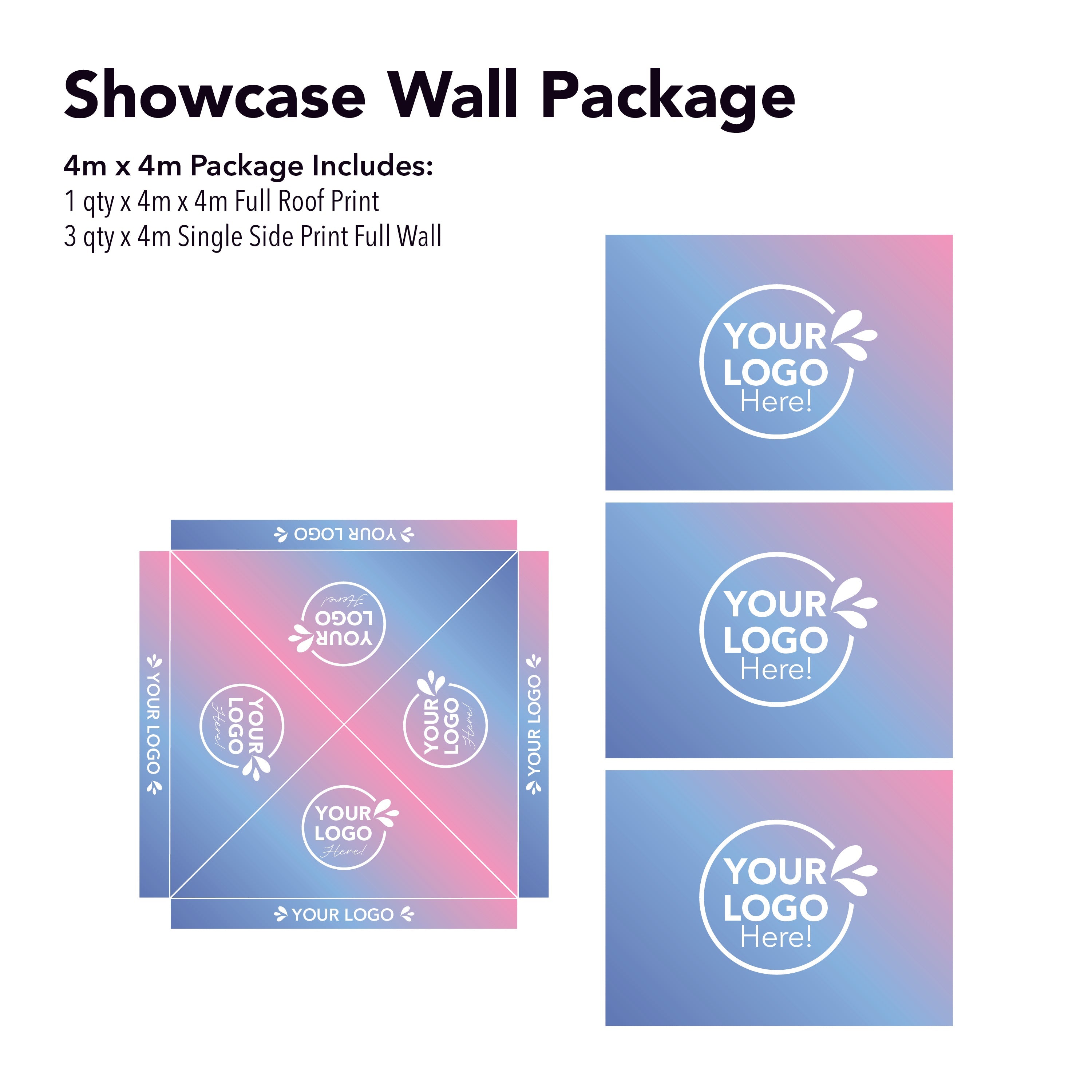 4m x 4m Printed Folding Gazebo | Showcase Wall Package