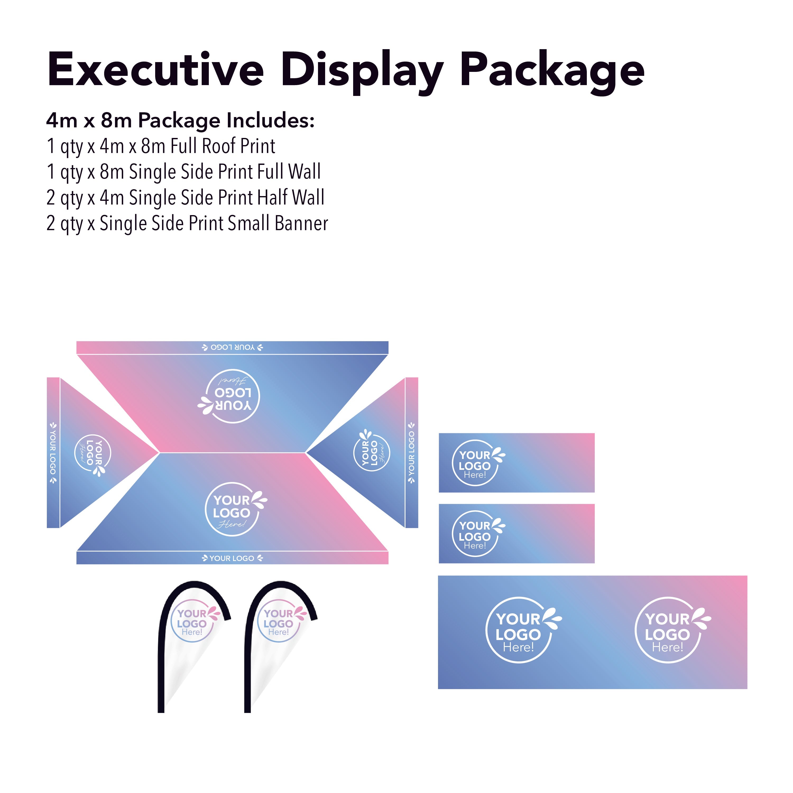 4m x 8m Printed Folding Gazebo | Executive Display Package