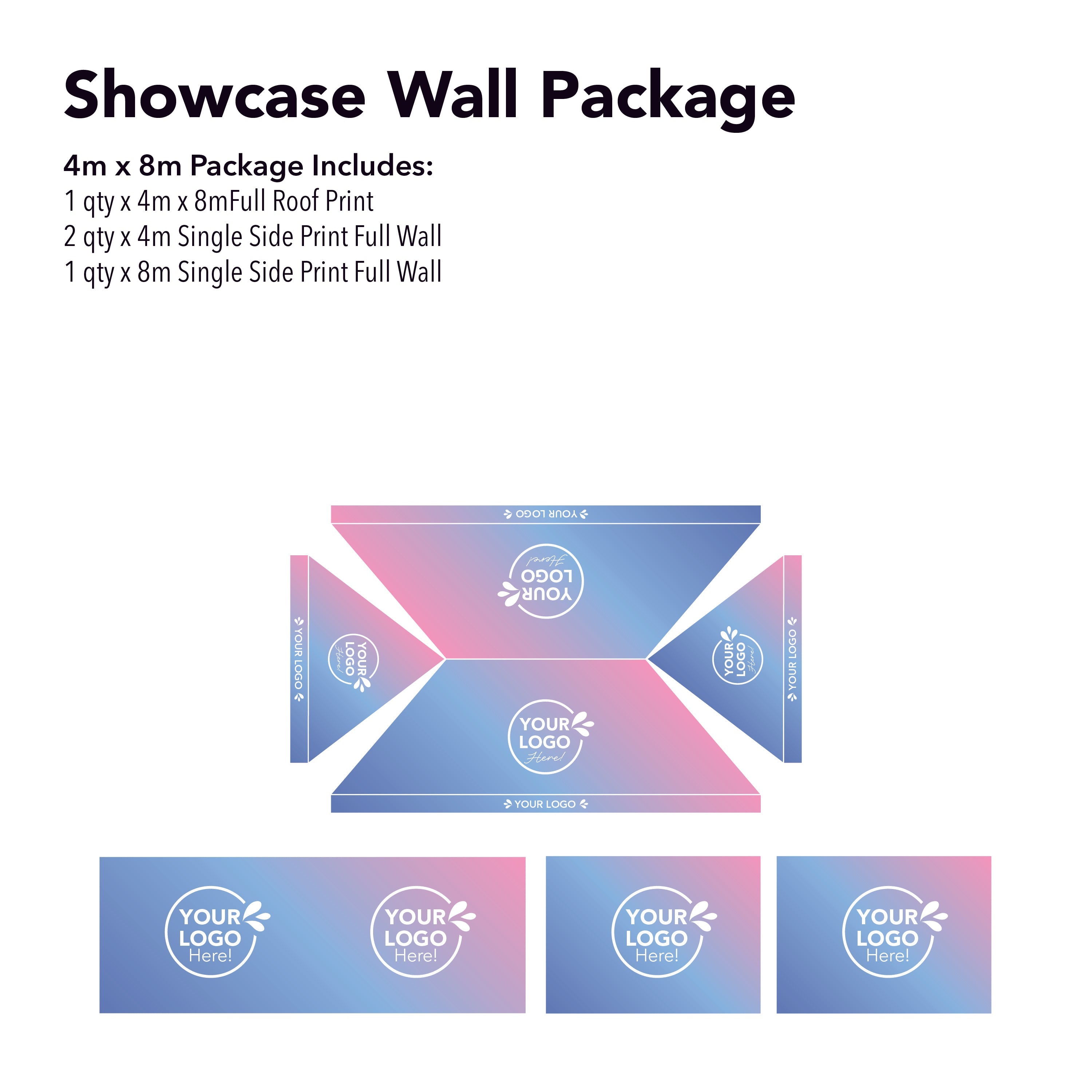 4m x 8m Printed Folding Gazebo | Showcase Wall Package