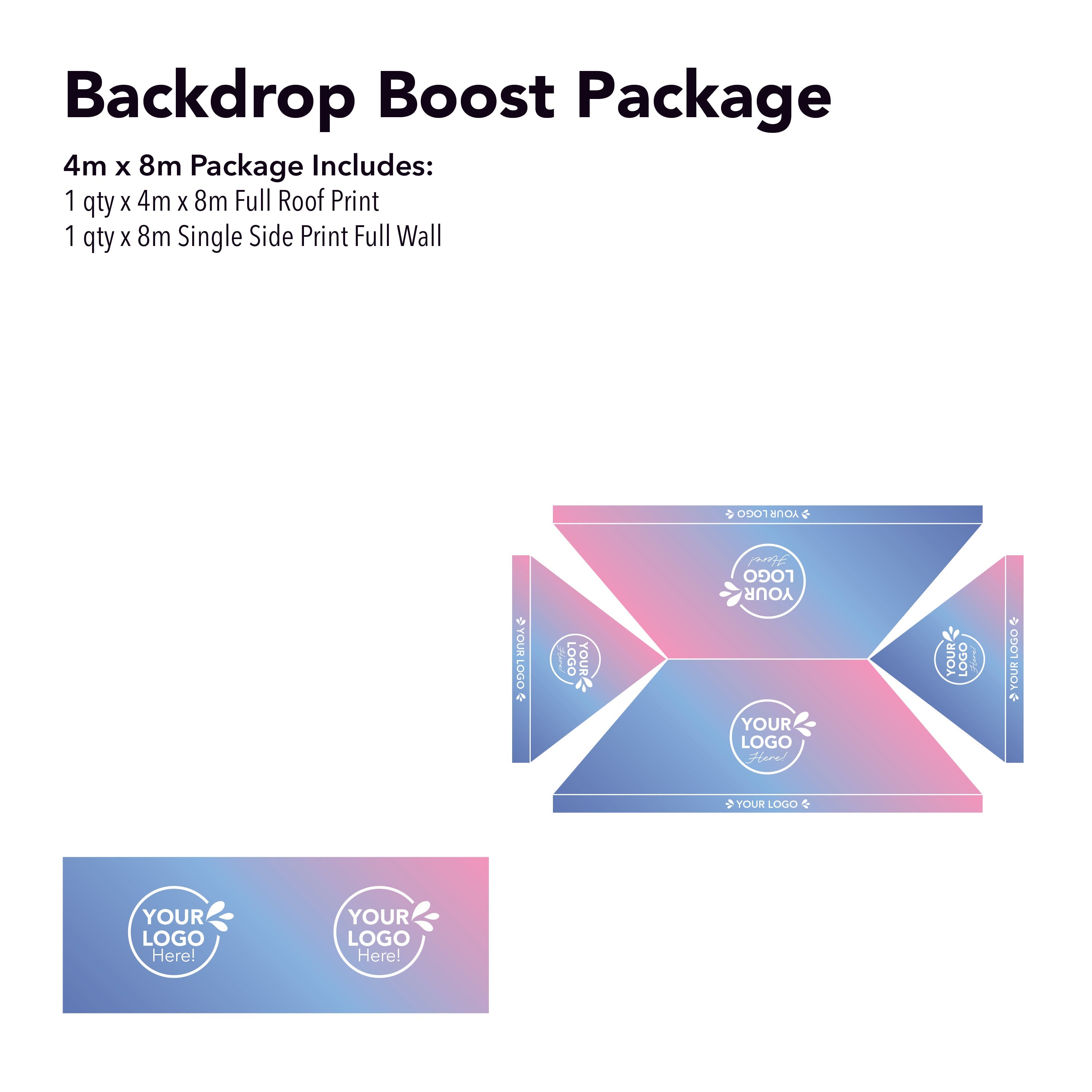 4m x 8m Printed Folding Gazebo | Backdrop Boost Package