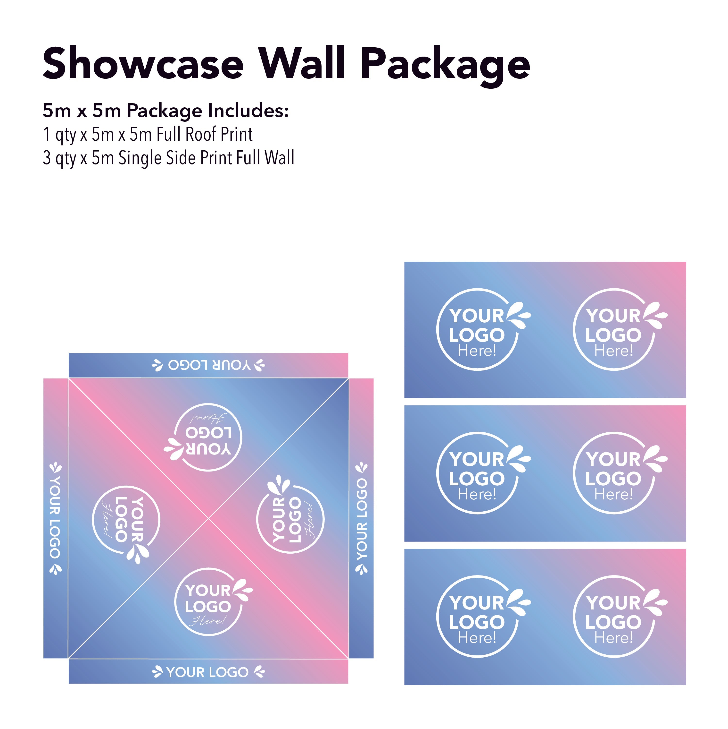 5m x 5m Printed Folding Gazebo | Showcase Wall Package