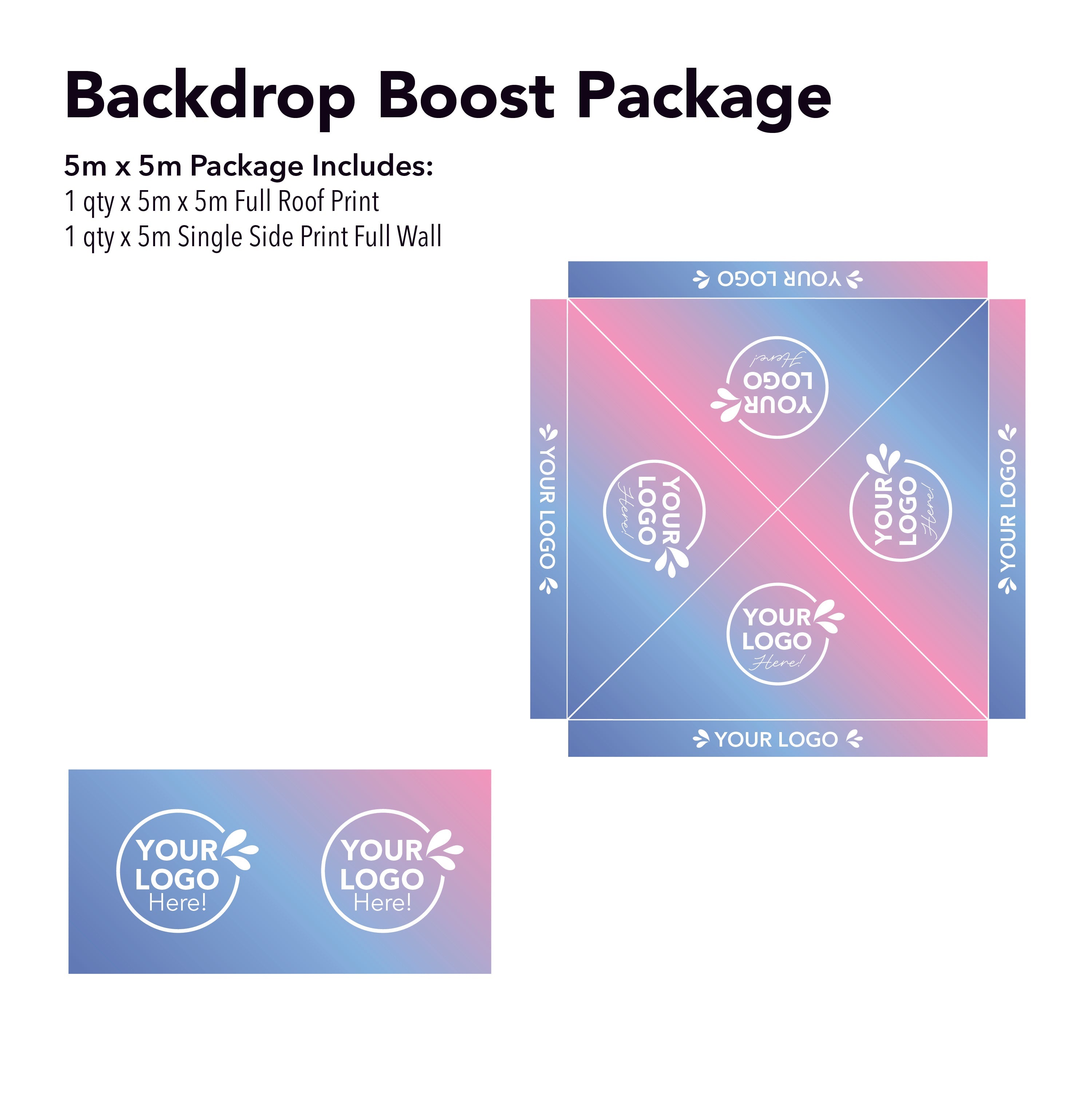 5m x 5m Printed Folding Gazebo | Backdrop Boost Package