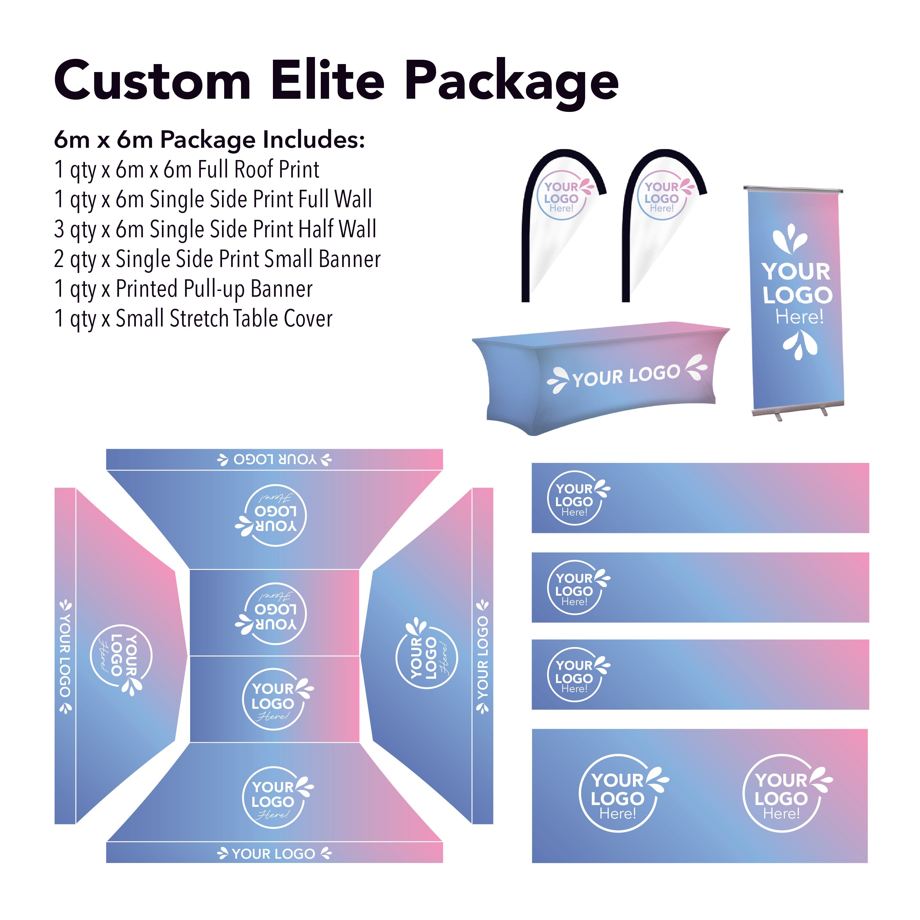 6m x 6m Printed Folding Gazebo | Custom Elite Package